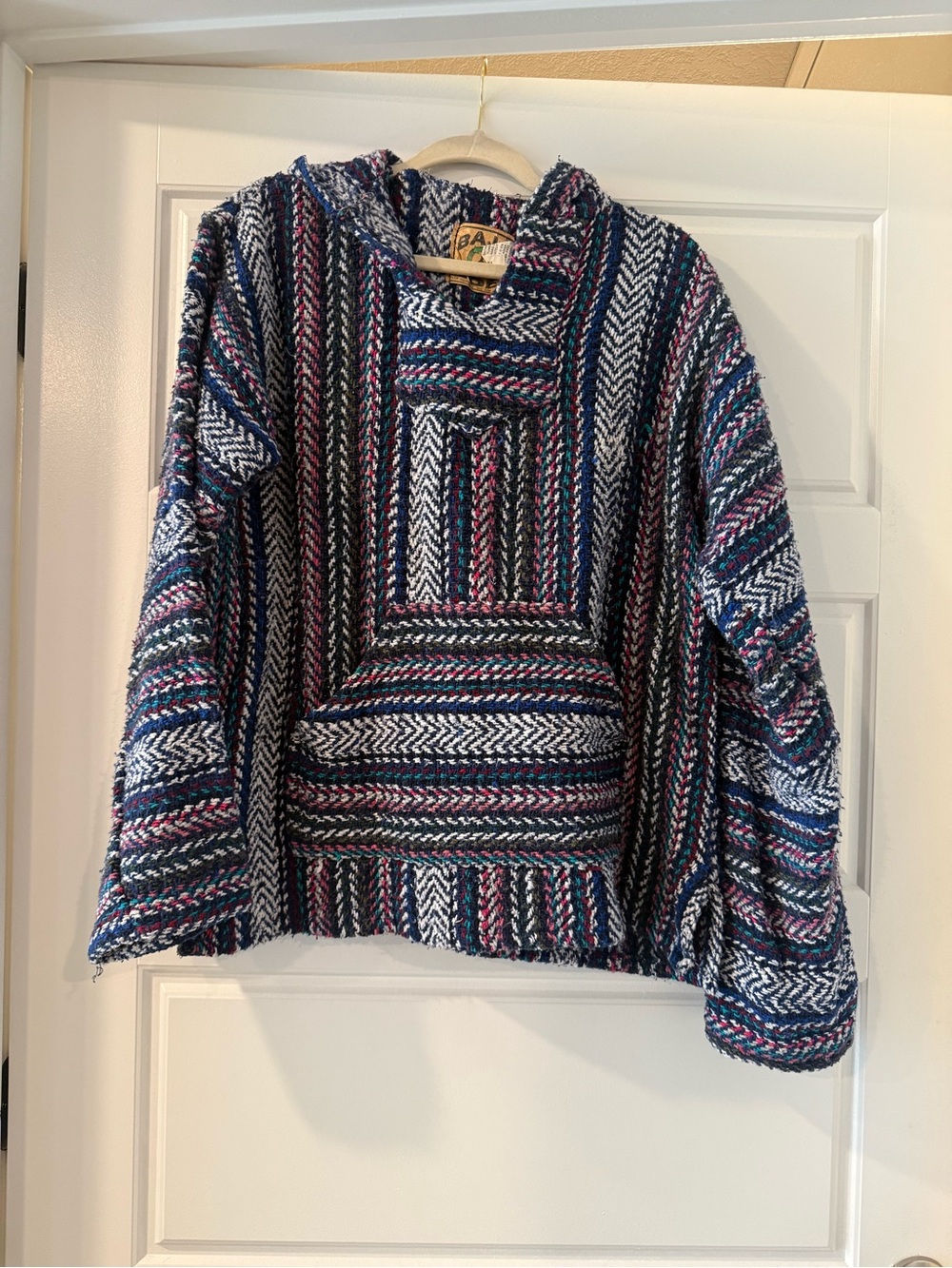 Baja Style Hoodie Sweater - Multicolor Stripe